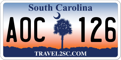 SC license plate AOC126