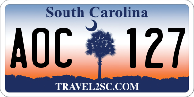 SC license plate AOC127