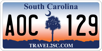 SC license plate AOC129