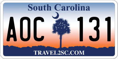 SC license plate AOC131