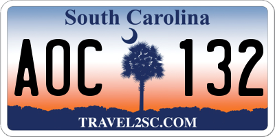 SC license plate AOC132