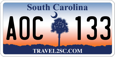 SC license plate AOC133