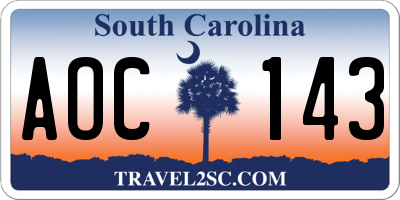 SC license plate AOC143