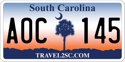 SC license plate AOC145