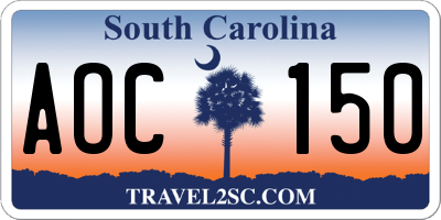 SC license plate AOC150