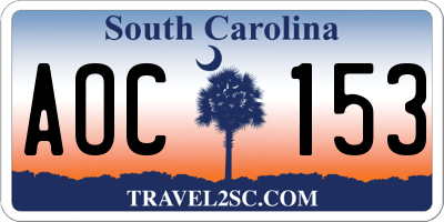 SC license plate AOC153
