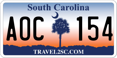 SC license plate AOC154