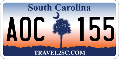 SC license plate AOC155