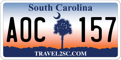 SC license plate AOC157