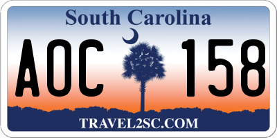 SC license plate AOC158