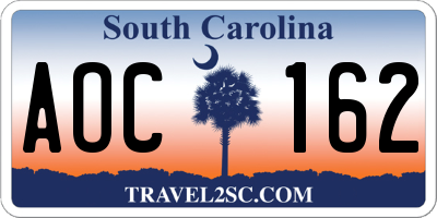 SC license plate AOC162