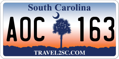 SC license plate AOC163