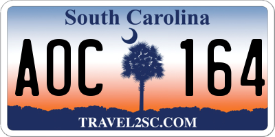 SC license plate AOC164