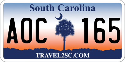 SC license plate AOC165