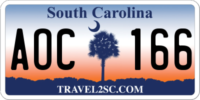 SC license plate AOC166