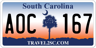 SC license plate AOC167