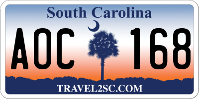SC license plate AOC168