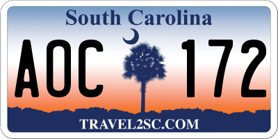 SC license plate AOC172