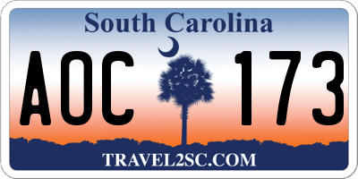 SC license plate AOC173