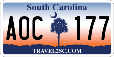 SC license plate AOC177