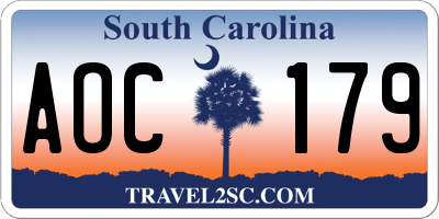 SC license plate AOC179