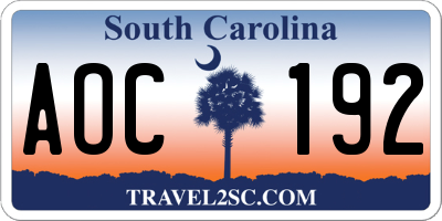 SC license plate AOC192