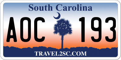 SC license plate AOC193
