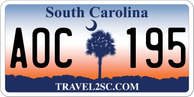SC license plate AOC195