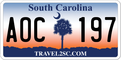 SC license plate AOC197