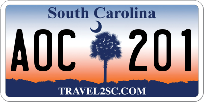 SC license plate AOC201