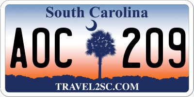 SC license plate AOC209