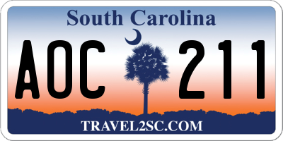 SC license plate AOC211