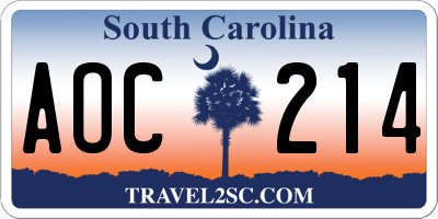 SC license plate AOC214