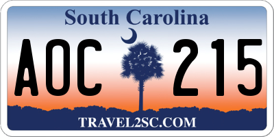 SC license plate AOC215