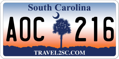 SC license plate AOC216