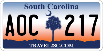 SC license plate AOC217