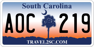 SC license plate AOC219