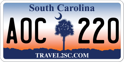 SC license plate AOC220