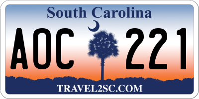 SC license plate AOC221