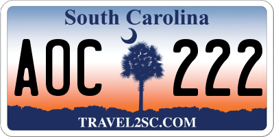 SC license plate AOC222