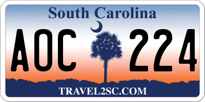SC license plate AOC224