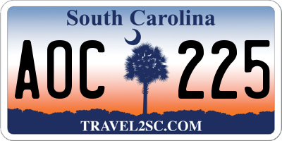 SC license plate AOC225
