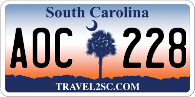 SC license plate AOC228