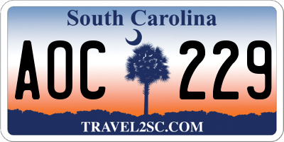 SC license plate AOC229