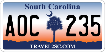 SC license plate AOC235