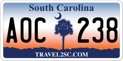 SC license plate AOC238