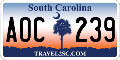 SC license plate AOC239