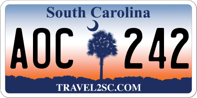 SC license plate AOC242