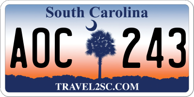 SC license plate AOC243