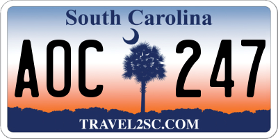 SC license plate AOC247
